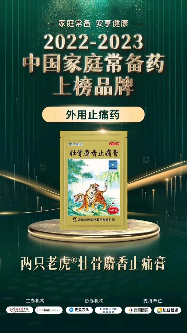 壯骨麝香止痛膏入選2022-2023年度“中國家庭常備藥”上榜品牌